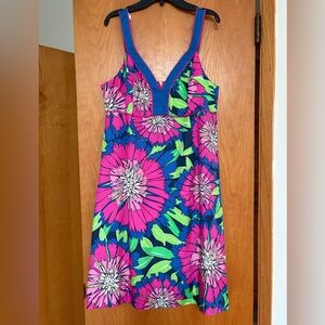 EUC Lilly Pulitzer silk blue pink floral Amber dress 10 8